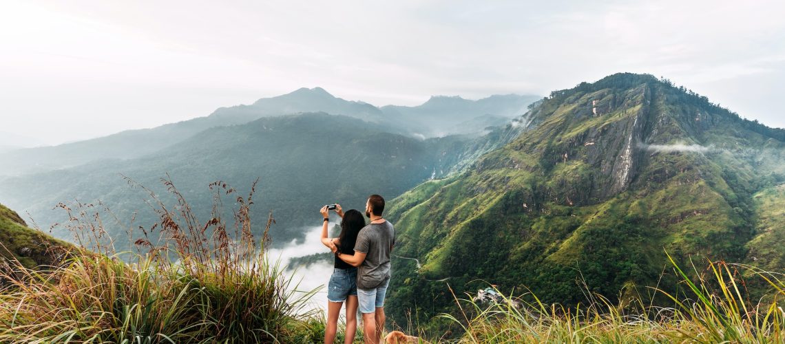 The couple travels the world. A couple in love travels to Sri Lanka. The couple travels to Asia